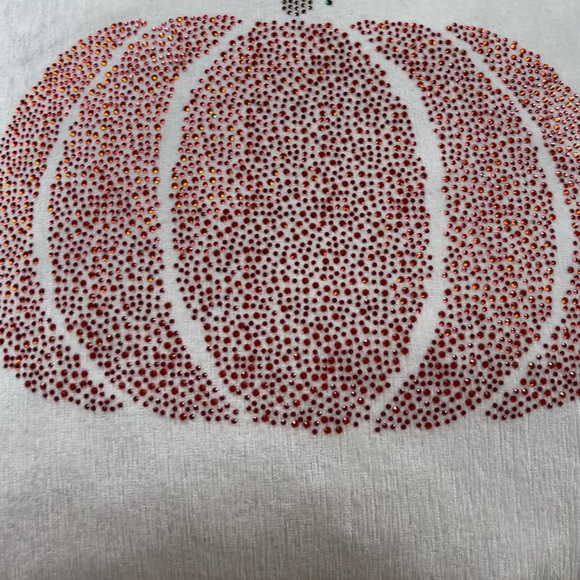 NWT 20x20 Velvety Crystal Rhinestone Embellished Pumpkin Fall Pillow - Picture 10 of 11